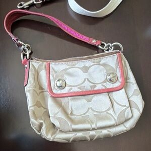Coach Cream and Pink Shoulder Bag